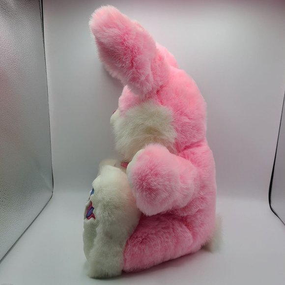 Dan Dee Pink Bunny Rabbit Plush Hoppy Hopster Embroidered Flowers 24 Inch - Picture 5 of 8